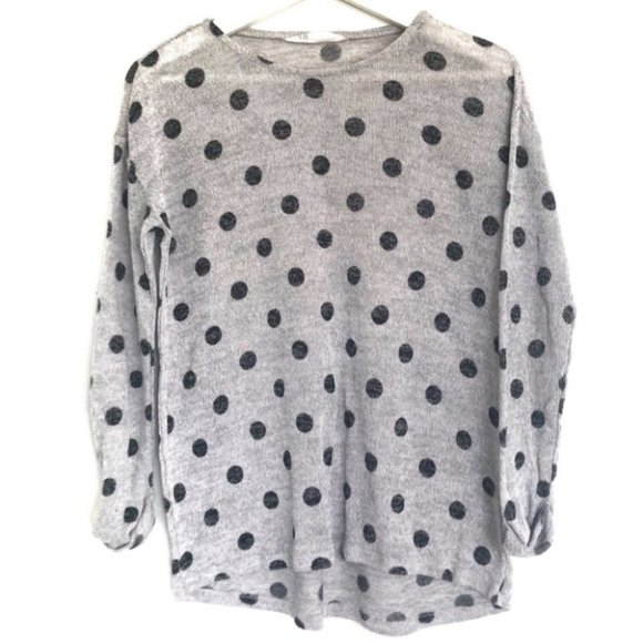 H&M Polka Dot Gray & Black Long Sleeve Sweater Tee - Picture 2 of 6